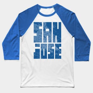 San Jose, USA City Map Typography - Blueprint Baseball T-Shirt